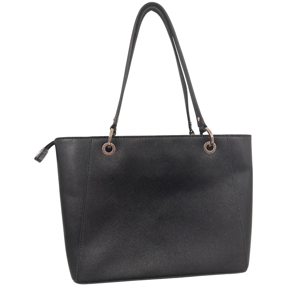 GUESS Est 1981 Noelle Black Tote with Charms Dbl Compartments Zip‎ topEUC 9x12x4